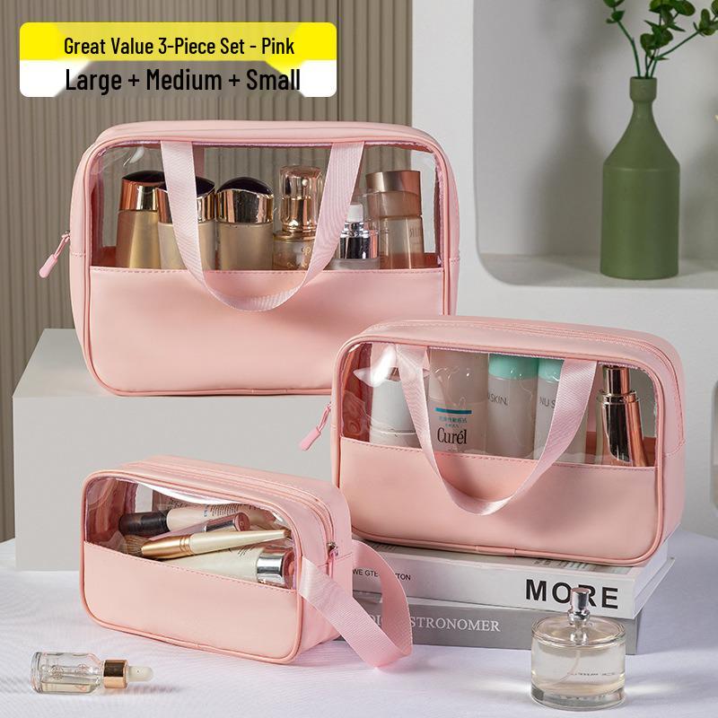 Summer Cooling Transparent Waterproof Makeup Bag - Large Capacity, Portable, Fashionable Storage Solution.