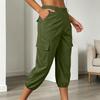 Women Casual Cargo Pants with Pockets Elastic Hem Adjustable Waistband Lightweight Durable Fabric Relaxed Fit