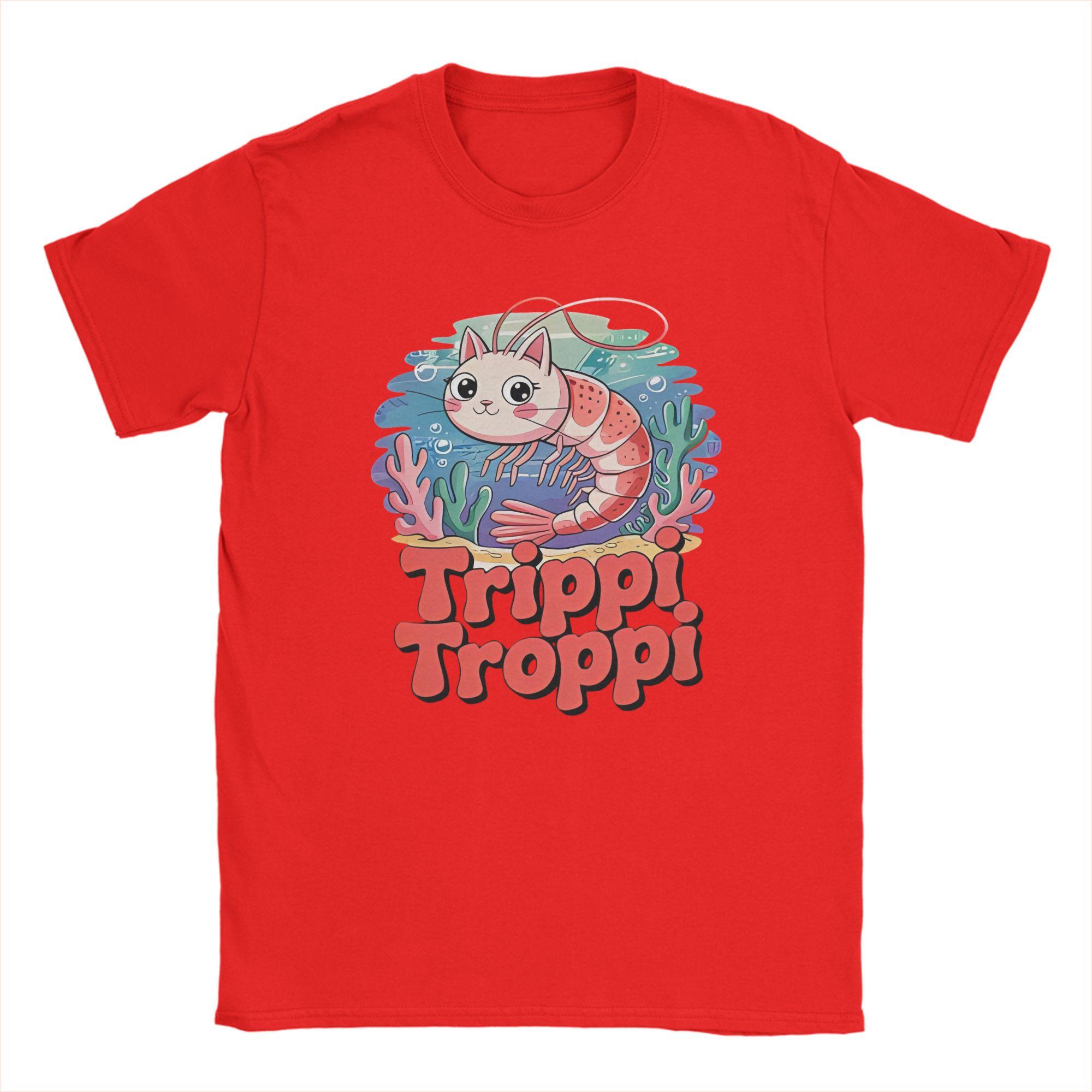Trippi Troppi Cat Shrimp T Shirt Summer  Cotton T-Shirts For Unisex Hipster Casual Tee Shirt Short Sleeve Awesome Top Tees S