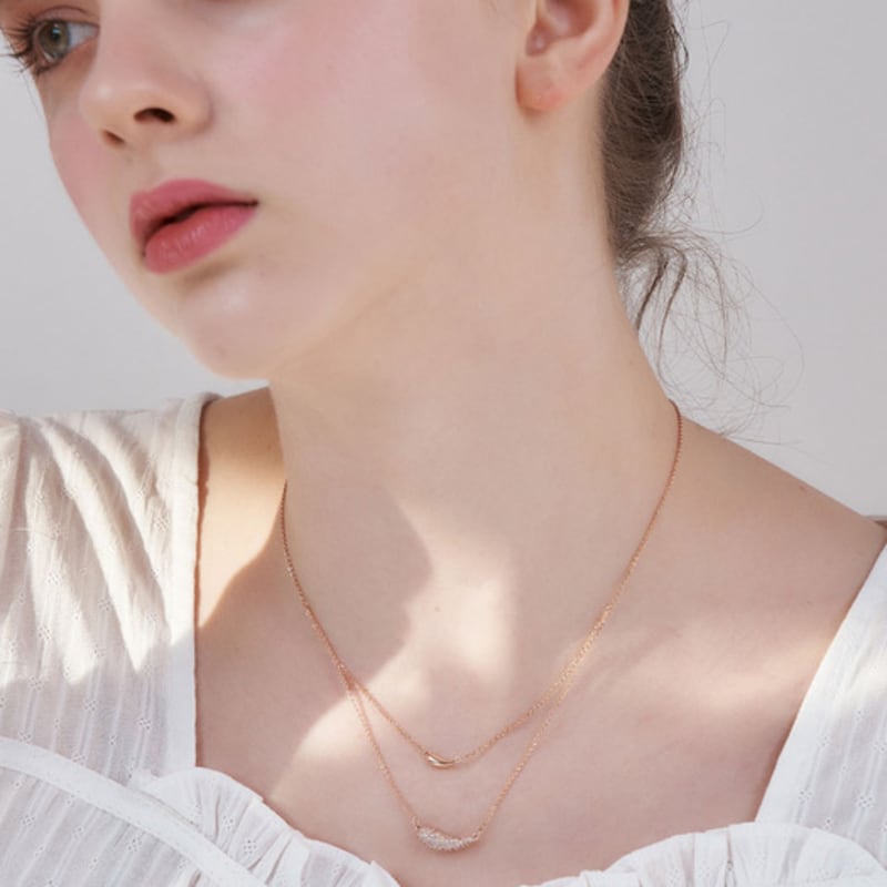 ELLE Jewelry Two-Line Layered Waterdrop Necklace ELBRNN232