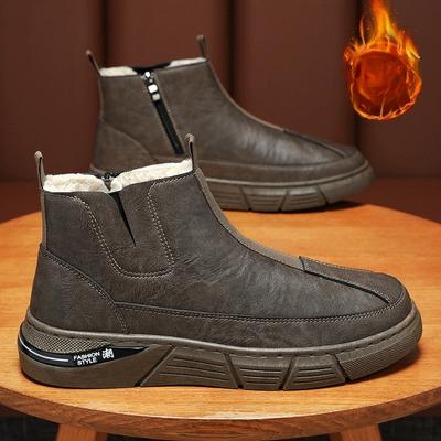 Herrenstiefel 2024 Winter Plüsch Warm Bequem Herrenschuhe Wasserdicht Sport Plateau Rutschfest Schneestiefel Kälteabweisend Outdoorstiefel