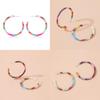 Fashionable C-shaped Rainbow Acetate Earrings Colorful Alloy Hoop Jewelry