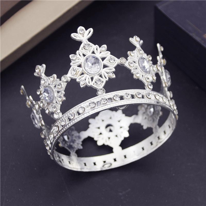 Birthday Crown Cake Decoration Small Circle 8cm Children Diadem Bridal Wedding Hair Jewelry Tiaras Head Ornaments