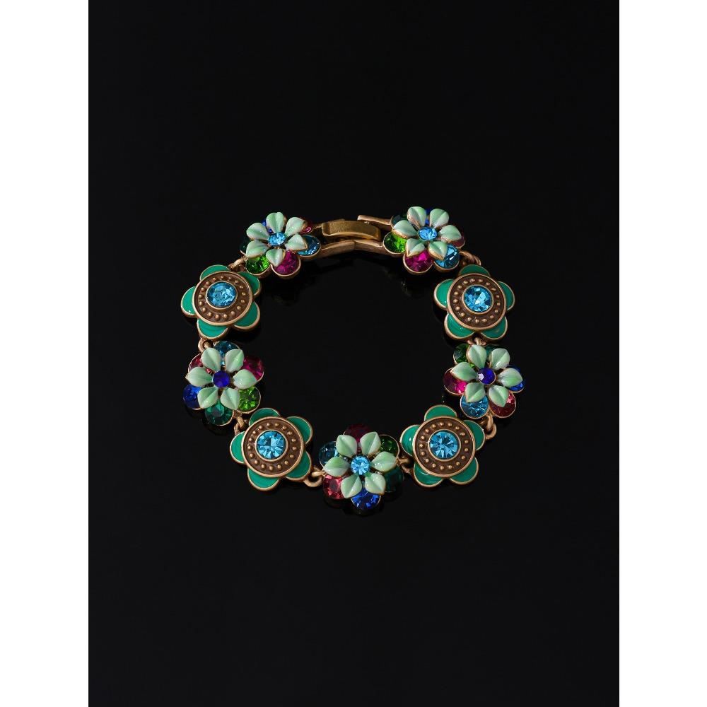 Collar de Flores de Estilo de Corte Vintage Conjunto de Joyas de Lujo Ligero Vintage Medieval Pulsera Antigua Pintada con Esmalte