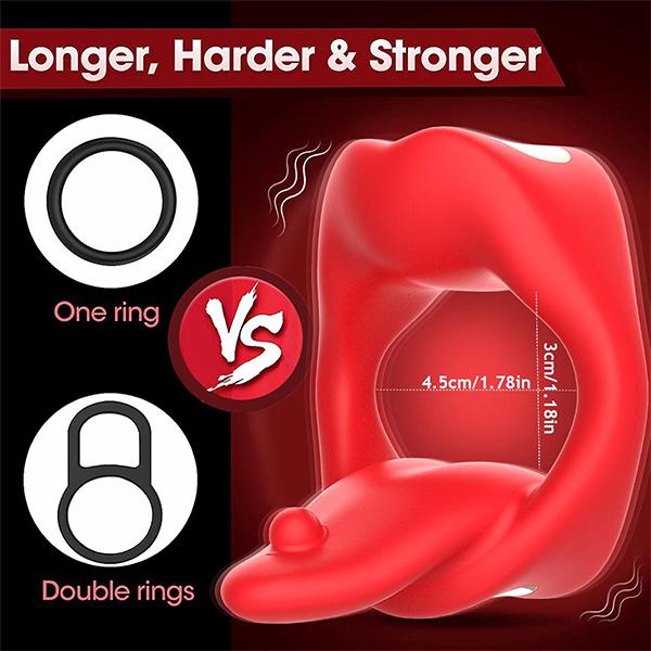 APP Controlled Silicone Penis Vibrating Ring with Tongue Vibration, Vibrating Penis Ring with 10 Vibrations, Adult Sex Toys for Men or Couples