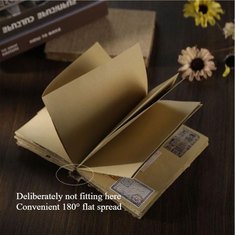 A5 Retro Linen Rough Hand Ledger Hardcover Sewing Line Blank Kraft Paper for Diy Travel Materials Inspiration Hand Ledger
