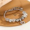 Adjustable Heart Beaded Bracelet DIY Craft Jewelry with Crystal Diamond Ball Alloy Glue Rhinestone Charms