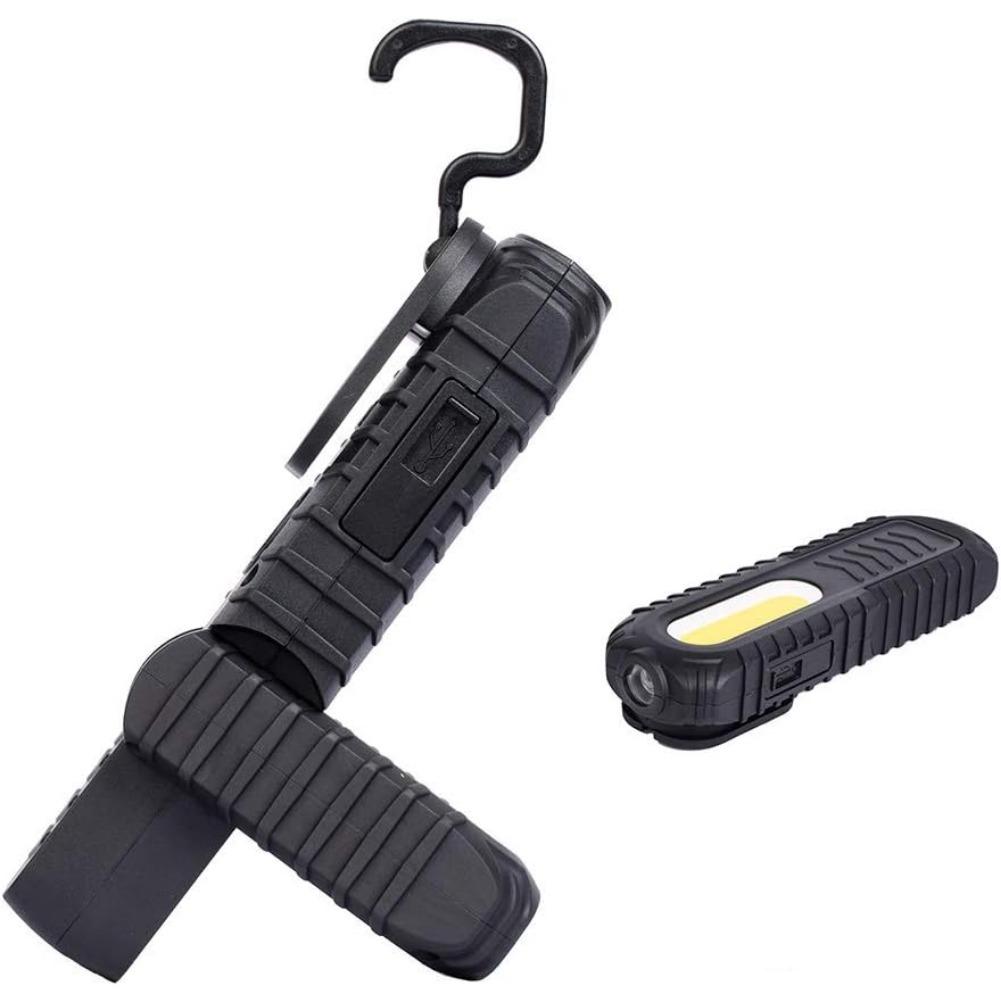 LED Work Light, Portable Rechargeable Torch Workshop Lamp COB Inspection Lights with Hook and Magnetic Base for Car Repair, Garage, Camping, Emergency