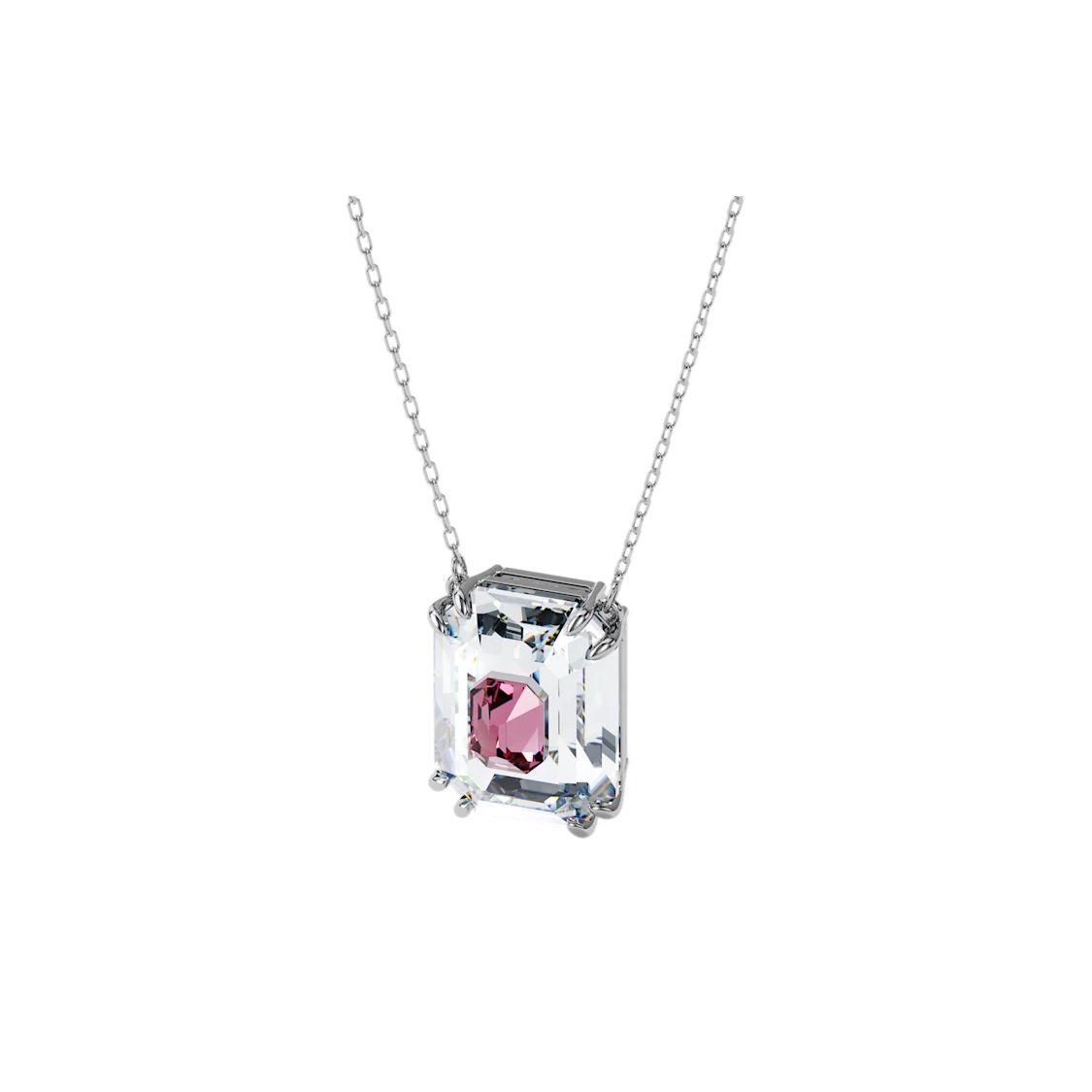 Swarovski Chroma Pink Diamond Square Cut Necklace Women necklace 5608647 Box (Random Color)
