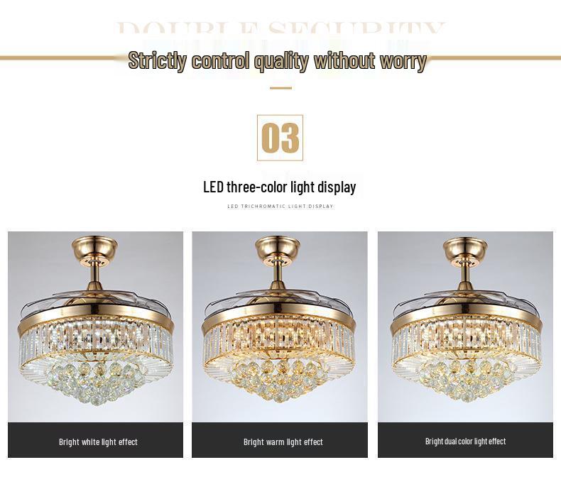 European-Inspired Crystal Chandelier Ceiling Fan with Smart Inverter and Invisible Design for Living, Dining, & Bedroom
