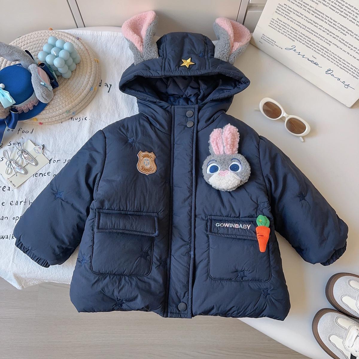 Girls Winter Cotton Coat - Rabbit Police Officer Jacket AWB108 90 сапфировый