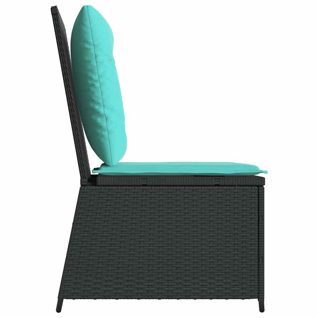 Garden Sofa with Cushions Black and Turquoise Poly Rattan