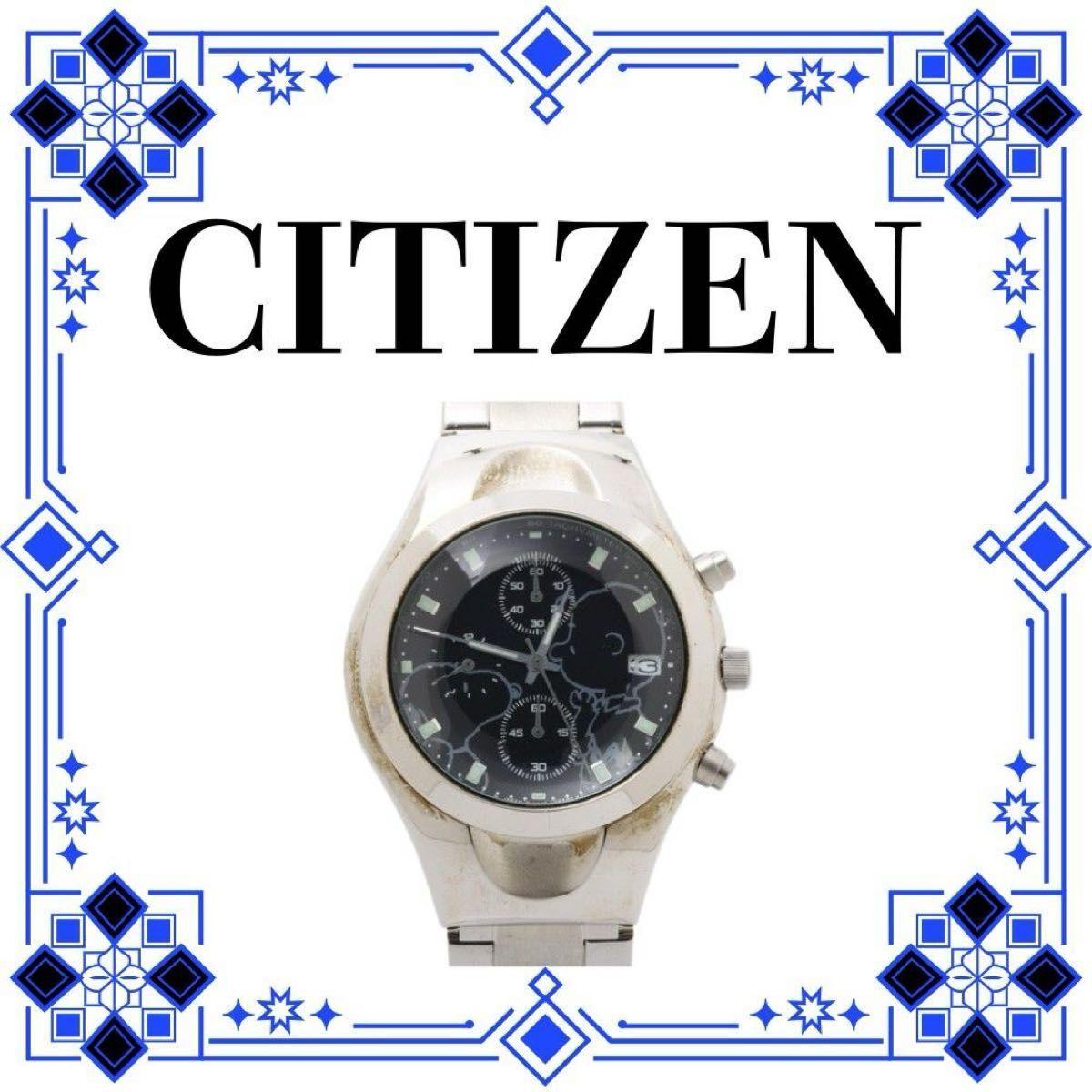 Used [Limited production model of 500 pieces] Citizen Oxy Snoopy 1998 Limited OXY Chronograph Black 0510-L18633 Working Item Clock Watch Watch