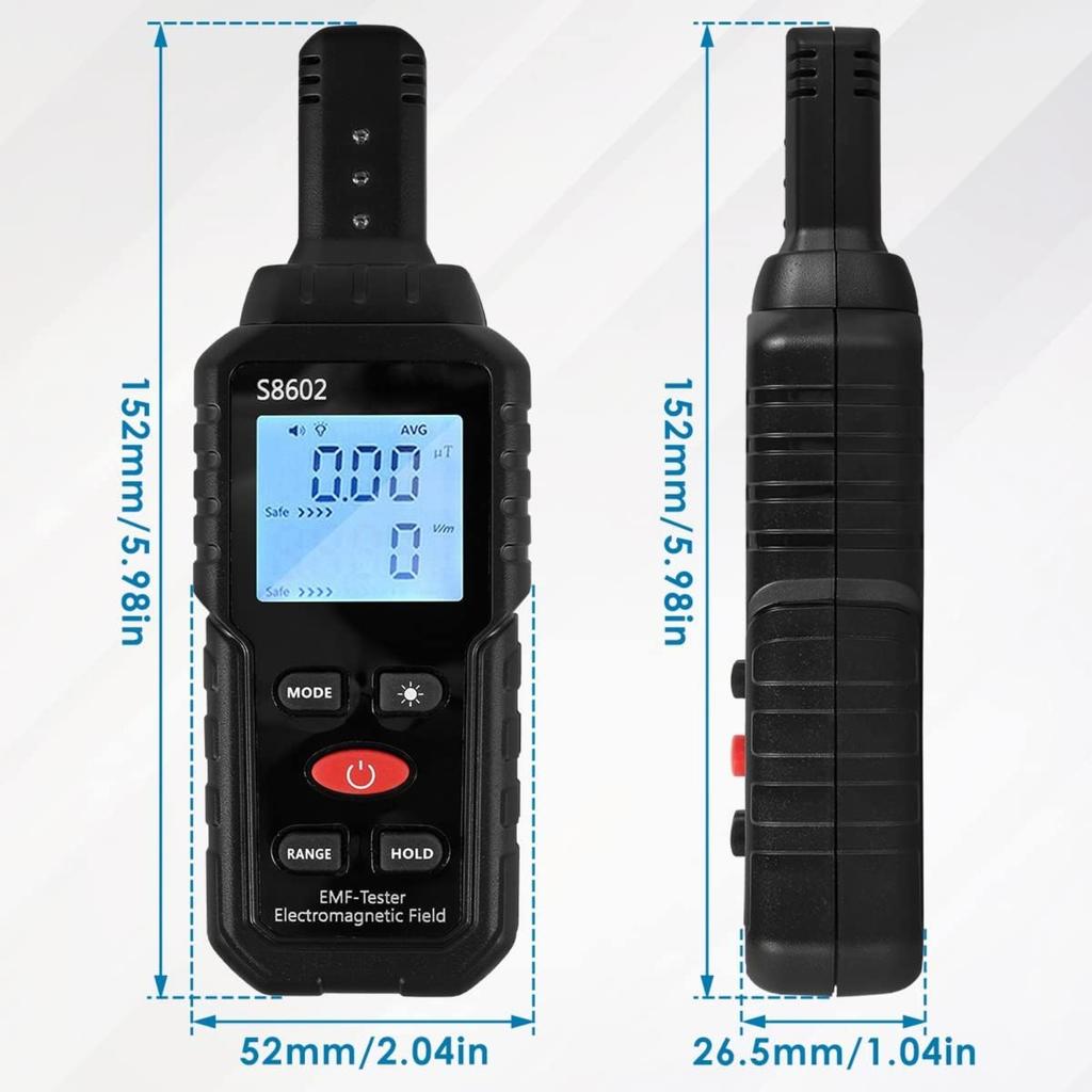 3 in 1 EMF Meter Professional, EMF Reader, Electromagnetic Radiation Detector Portable EMF Meter with Sound Light Alarm Digital LCD EMF Tester