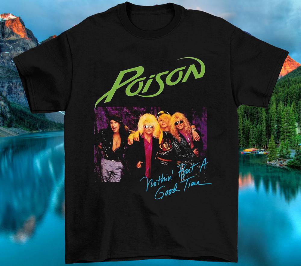 Rare Poison Music Band Tour Cotton Black Unisex Tee Shirt B434 XL