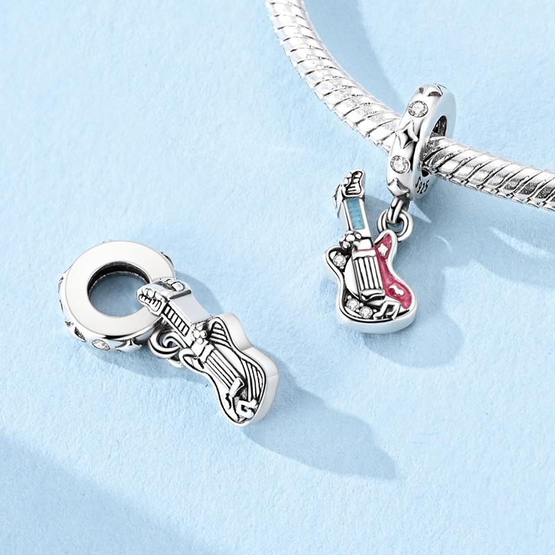 Copper Cosmetic Bag Guitar Perfume Bottle Charms Beads Fit Original Bracelet Diy Jewelry Party Gifts