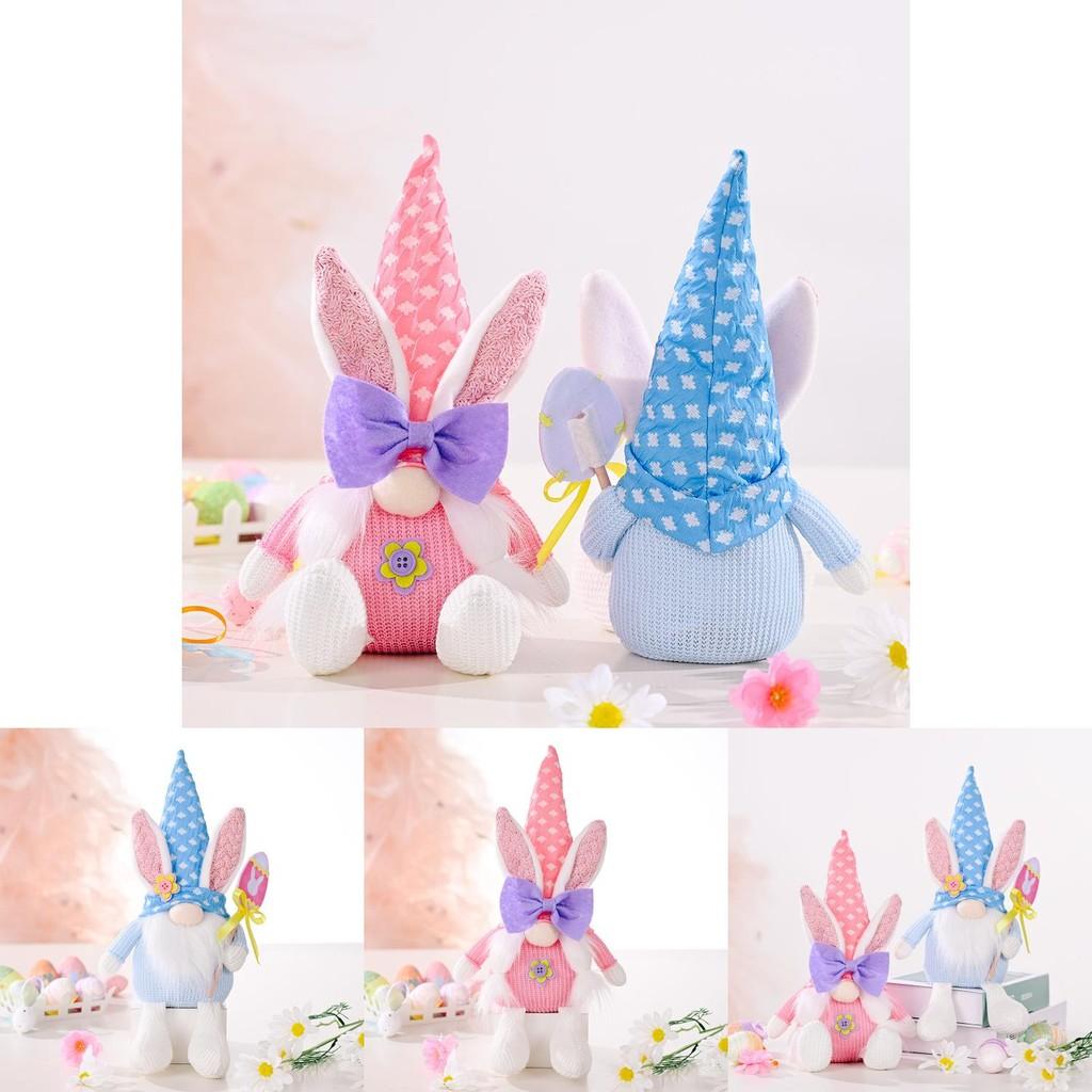 Creative Easter Bunny Plush Doll Adorable Cartoon Design With Bow For Festive Decor