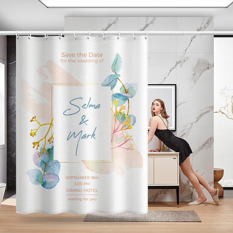 Bathroom Thickened Waterproof Curtain Mildew Proof Shower Curtain Shower Partition Curtain Shower Curtain Bathroom Curtain Free Perforation