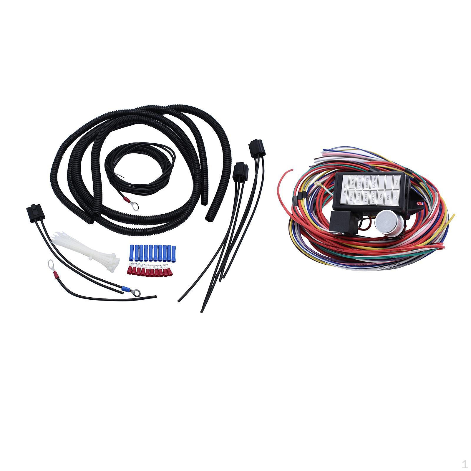 

12 Circuit Fuses Wiring Harness Set Universal Replace Parts Accessory Easily Install Sturdy Copper