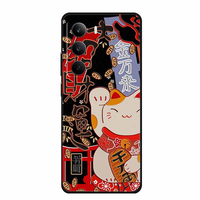 3D Emboss Case For Realme C75 4G 5G C75x V70 V70s 14x Realme C71 4G Case C 75 71 Coque Flower Black Silicone Soft Back Cover Bag