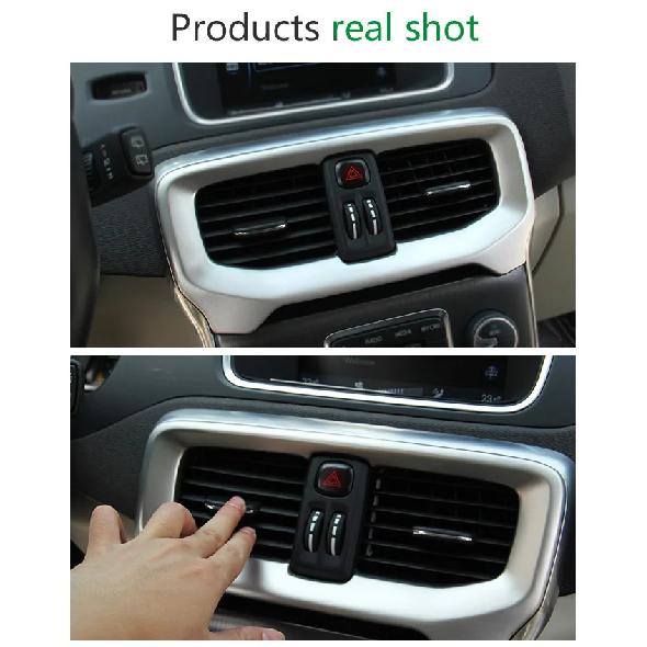 For Volvo V40 Interior Console Air Conditioning Outlet Decorative Cover Trim Stainless Steel Car Accessories Styling