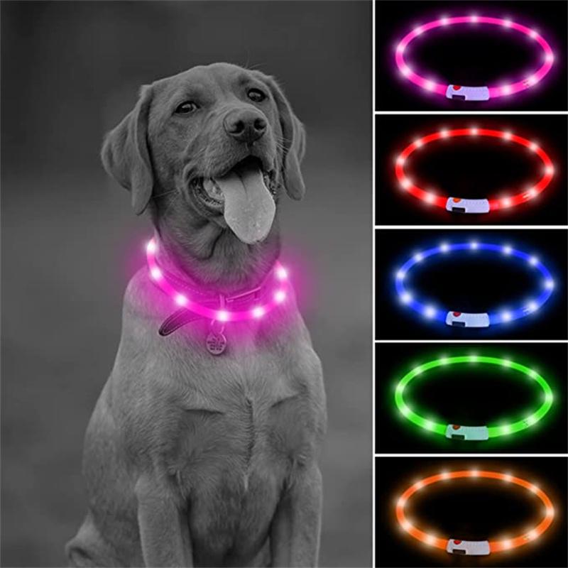 LED Dog Collar USB Rechargeable Light Up Dog Collars, Lighted Dog Collar Glowin The Dark, Flashing Lights for Your Walking Night