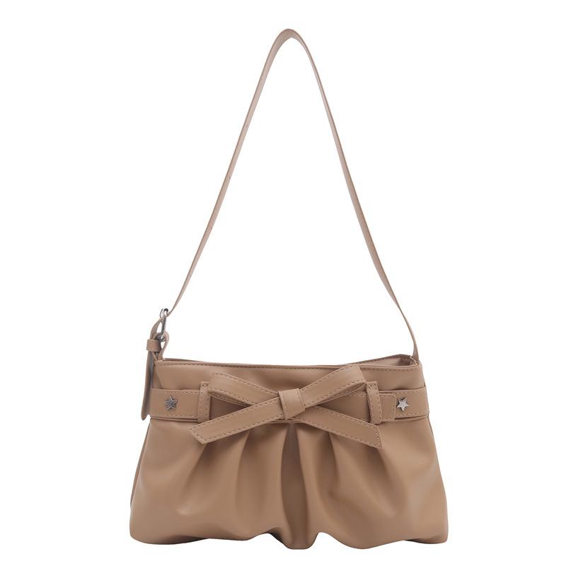New bag niche design new bow shoulder bag underarm bag women's casual pleated handbag
