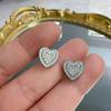 Heart Shaped Iced Out Moissanite Stud Earrings Copper Hip Hop Jewelry For Men Women