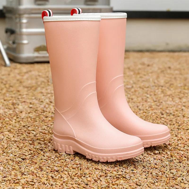Fashion Mid Calf Rubber Boots Women Rain Shoes Waterproof Galoshes Woman Working Garden Rain Boots Puddle Water Shoes