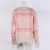 Europäischer & Amerikanischer Karomuster Farbblock Rundhals Pullover Strickware für Damen - Herbst/Winter Stil