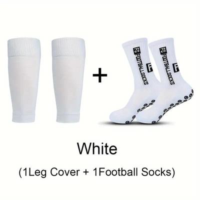 2 paar set heren voetbalsokken en kniebeschermers kuitmouwen antislip siliconen onderkant sokken voetbal tennis basketbal sportsokken