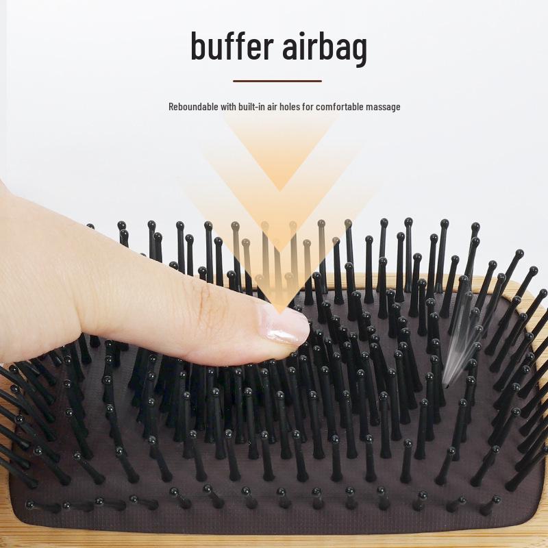 Bamboo Air Cushion Hair Comb for Women - Large, Detangling Massage Comb for Long Hair