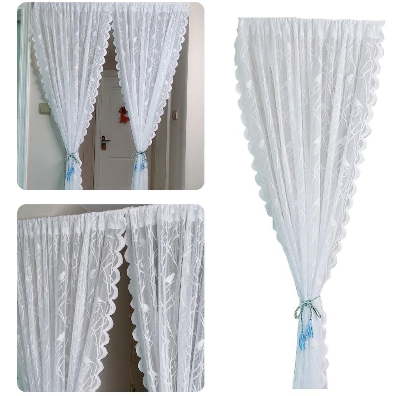 Sturdy Lace Window Panel Breathable Dustproof Designs Easy Installation Home Decoration