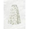 Printed Design Four Seasons Leisure Style White Rose Pattern Printed Skirt Half Skirt