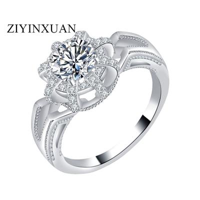 S925 Silver Ring S925 Sterling Silver Moissanite Plated 18k Gold Ring High-end Fashion Diamond Ring Female New Petal Full Diamond Ring