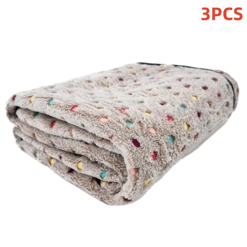 

3PCS Soft Fluffy Pet Blanket Cute Dot Pattern Cozy Warm Blanket Cat Dogs Bed Small Large Dogs Mat Cover Pet Supplies Dog clothes S 60x40cm коричневый