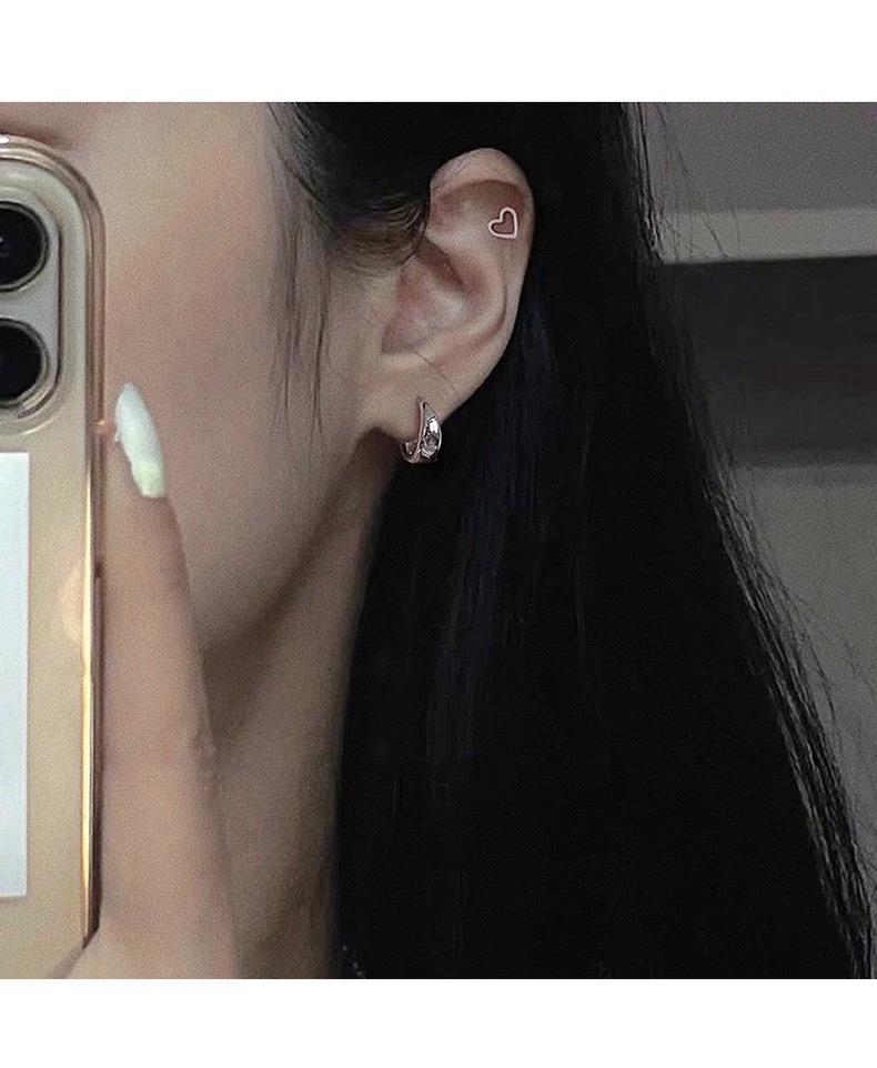 Brincos de Contas de Coração de Prata S925: Estilo Japonês e Coreano, Design Doce e Simples para Mulheres