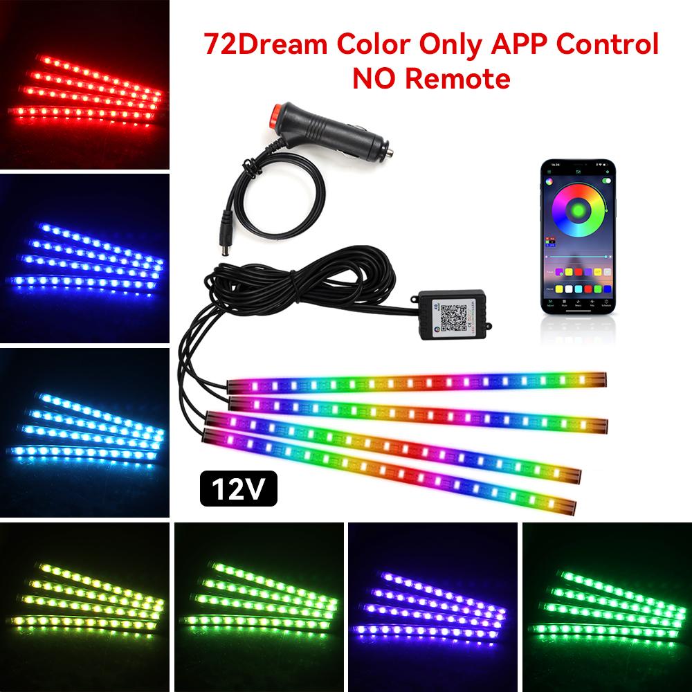 Neon 36 48 72 LED Car Interior Ambient Foot Light with USB Wireless Remote Music App Control Auto RGB Atmosphere Decorative Lamp