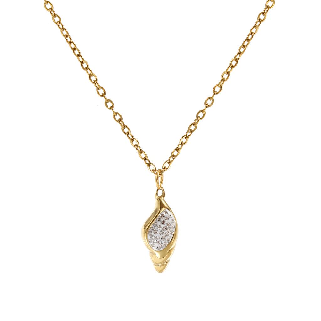 1 Stück 18 Karat Vergoldeter Muschel Meeresschnecke Anhänger Halskette 304 Edelstahl Gliederkette Halskette Für Damen Schmuck 45cm + 5cm