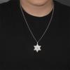  Artificial Gemstones Hexagram Necklace Stainless Steel Retro Star of David Hexagon Pendant Chain Classic Jewish Jewelry