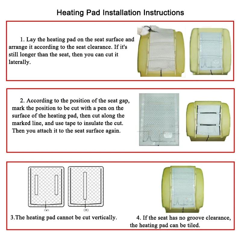 Universal 12V Carbon Fiber Car Seat Heater Heat Pads Set 3 Levels Round Dual Control Switch With Harness Kit Winter Warmer Cover