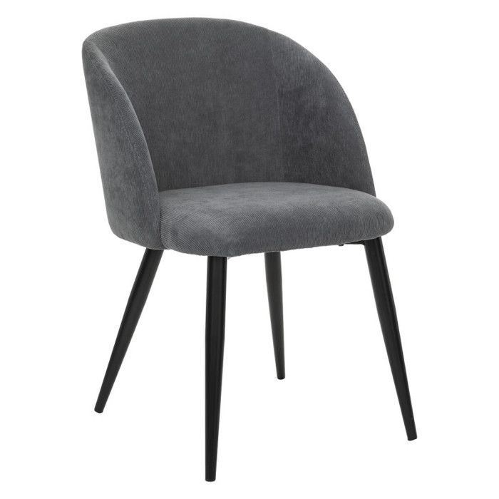 Set of 2 "Céleste" Imitation Oak Armchairs In Atmosphéra Corduroy - Grey