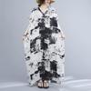 Sommer Damen Übergröße Kleid V-Ausschnitt Bohemian Blumendruck Locker Oversize Maxi Sommerkleid Groß 5104
