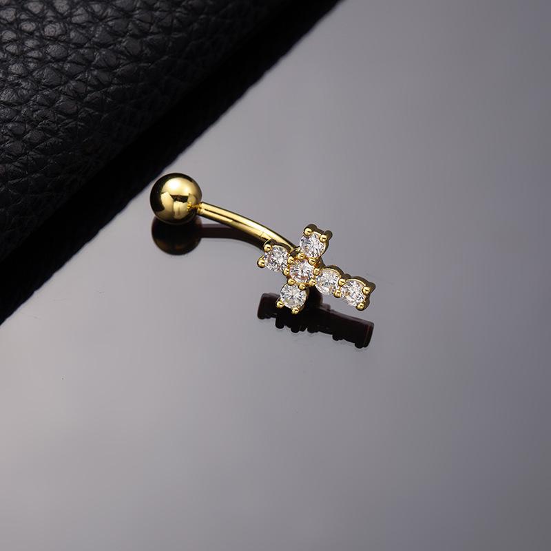 Colorful Zircon Spiral Belly Button Ring - European & American Floral, Butterfly, Heart Design