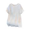 Camiseta de manga corta adelgazante de longitud media para mujer talla grande (Hasta 350 jin)