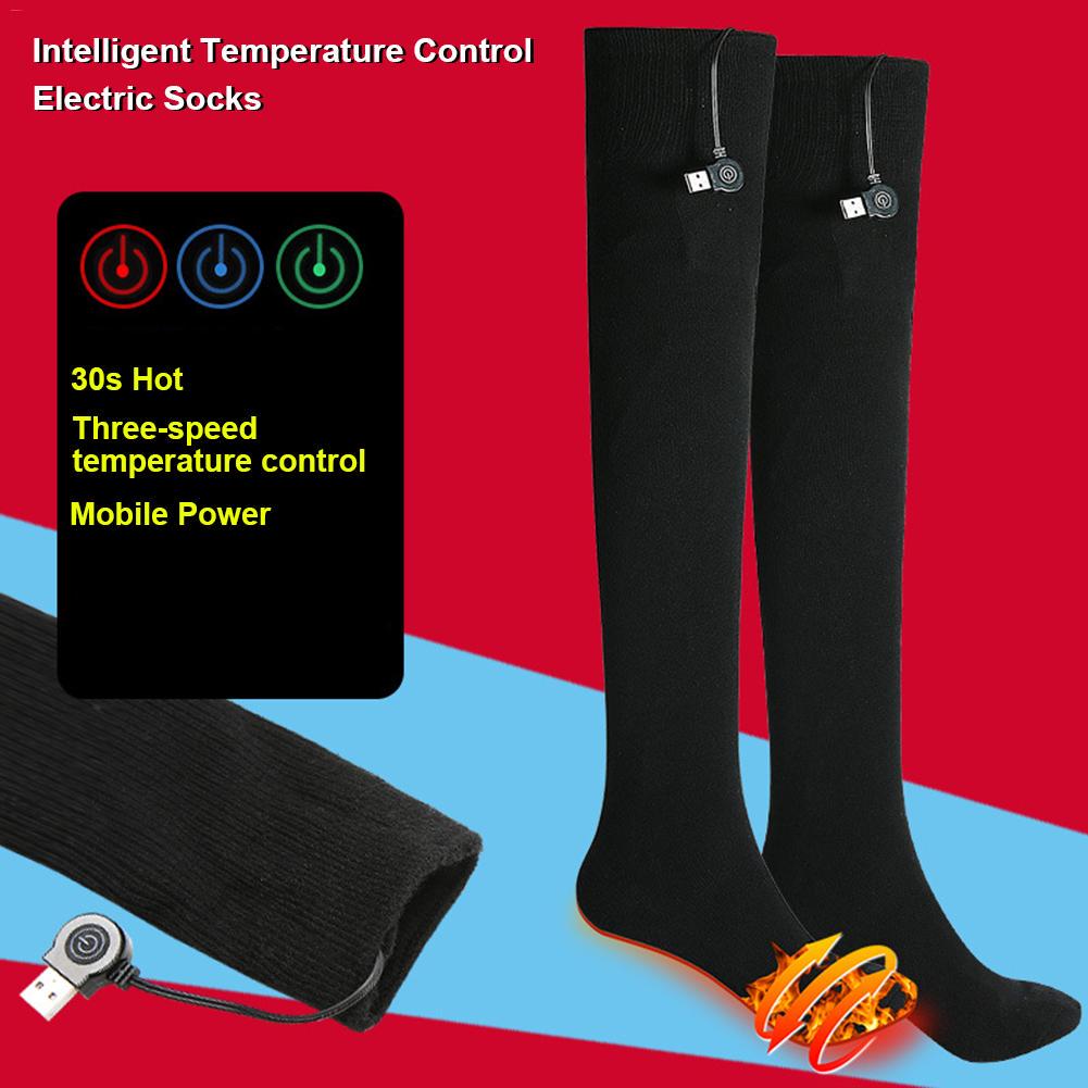 Buy Men Women USB Heated Socks Mobile Power Secure Warmkeeping Heating