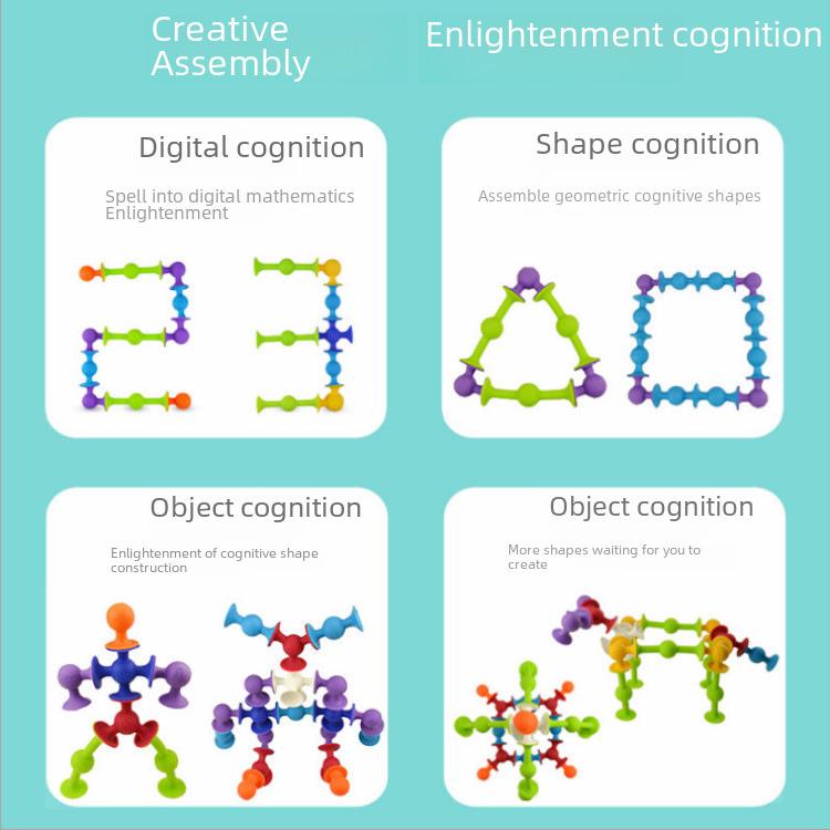 Sticky Music Suction Cup Building Blocks - Soft Silicone Educational Toys for Bath & DIY Play