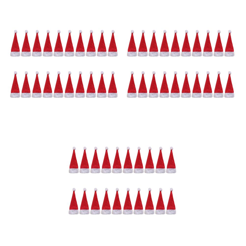 20-100Pcs Xmas Lollipop Hats Mini Candy Christmas Caps Wine Bottle Covers Holder Creative Chic Ornament for Table Dinner Decor