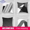 Black And White Gray Geometric Simple Print Pattern Luxury Home Decoration Pillowcase Living Room Sofa Car Cushion Cover