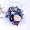 Headwear Beaded Hair Bands Flower Mesh Scrunchies Women Hair Ties Hair Rubber Bands Double Layer